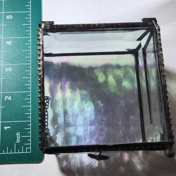 Trinket box J. Devlin Glass Art Hinged Lid Heart Charm pink clear valentine - Picture 6 of 6